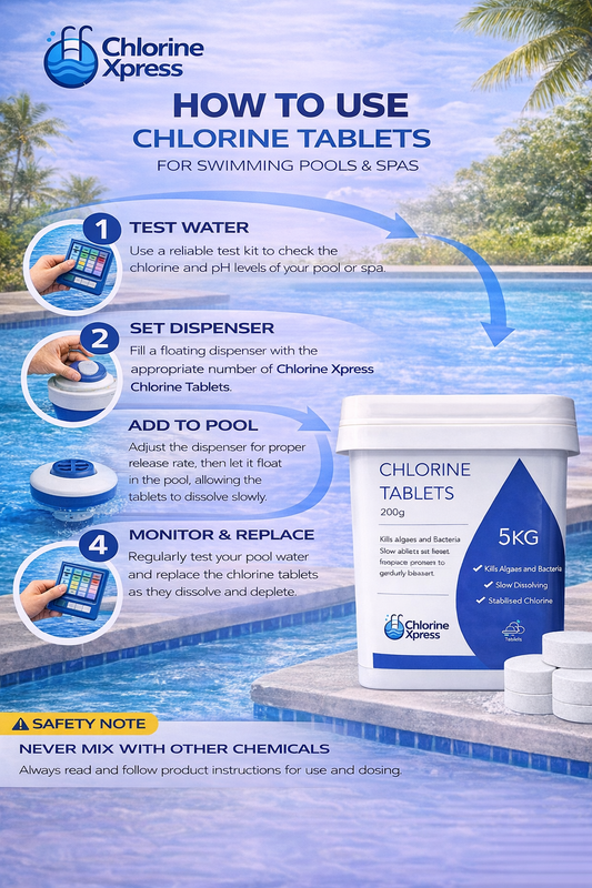 200g Chlorine Tablets 5kg | Slow Dissolving Pool Chlorine | Large Tablets