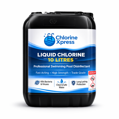 Liquid Chlorine 10 Litres Swimming Pool Shock 14-15% - Pool, Spa, Hot-Tub