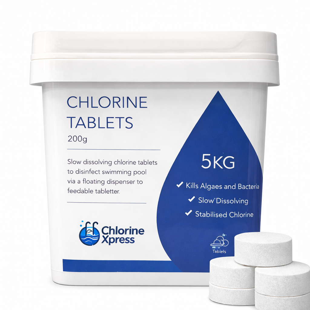 200g Chlorine Tablets 5kg | Slow Dissolving Pool Chlorine | Large Tablets