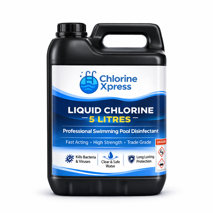 Liquid Chlorine 5 Litres Swimming Pool Shock 14-15% - Pool, Spa, Hot-Tub